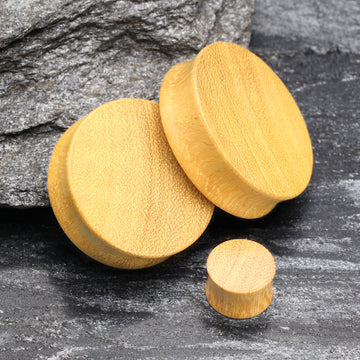 Detail View 1 of A Pair of Jackfruit Wood Double Flared Plug-Yellow